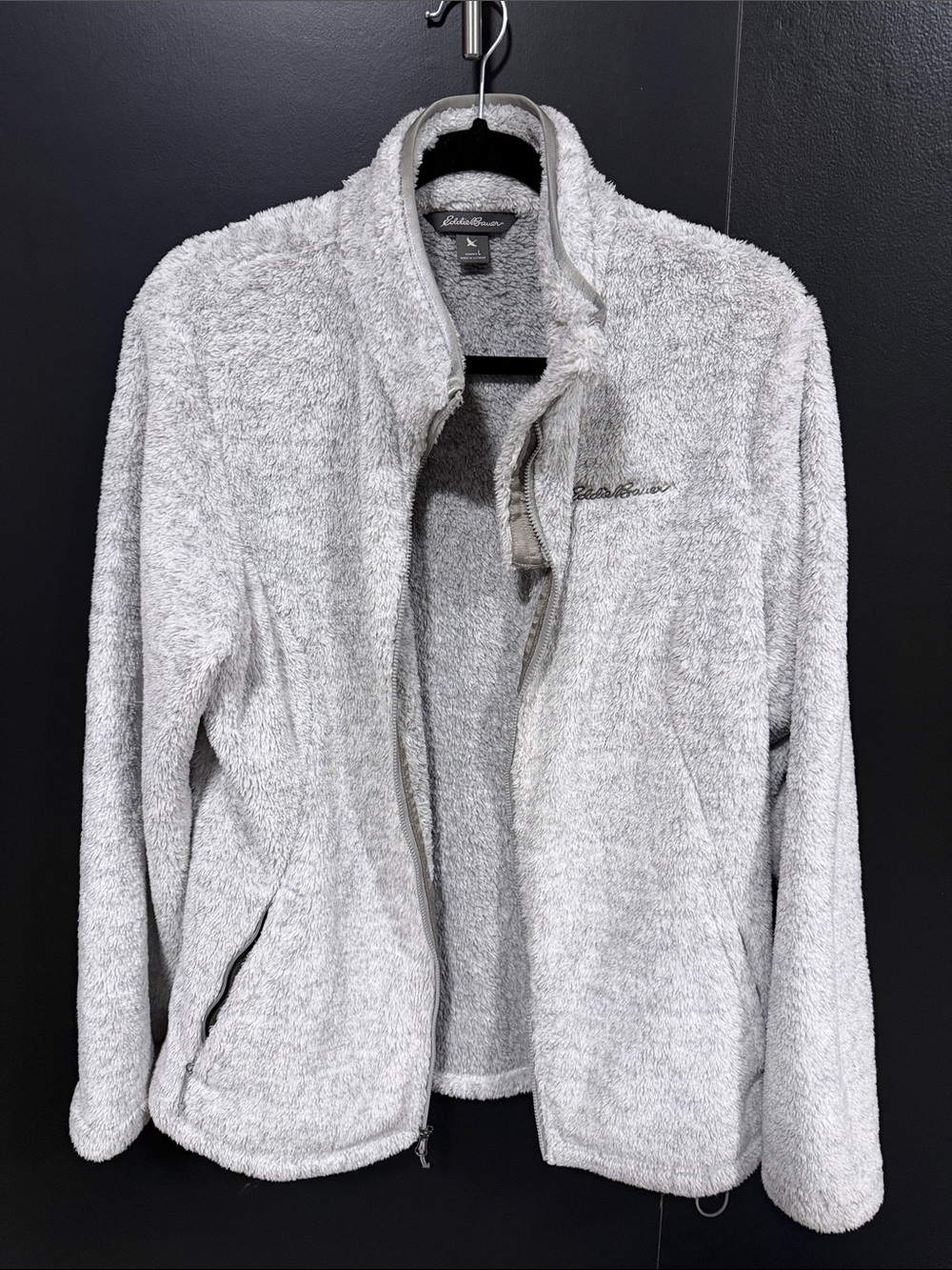 Eddie Bauer Light Gray Sherpa Zip-Up Jacket
